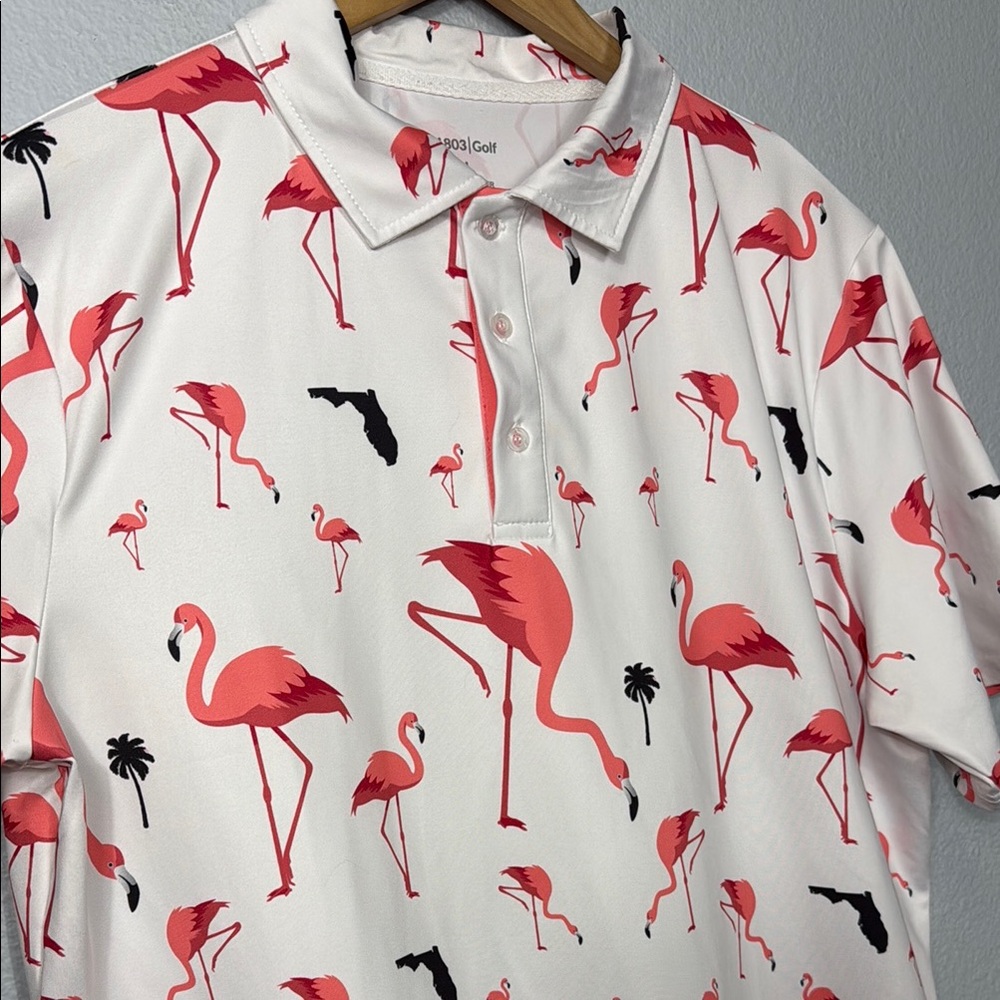 1803 Golf Men's Flamingo Florida Print Polo Shirt